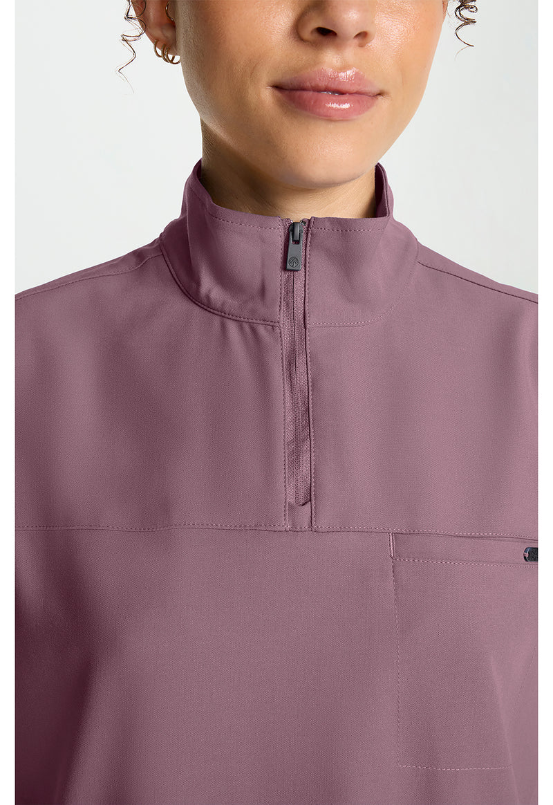 Elderberry - Women's Partial Zip Stand Collar Scrub Top (View 2)