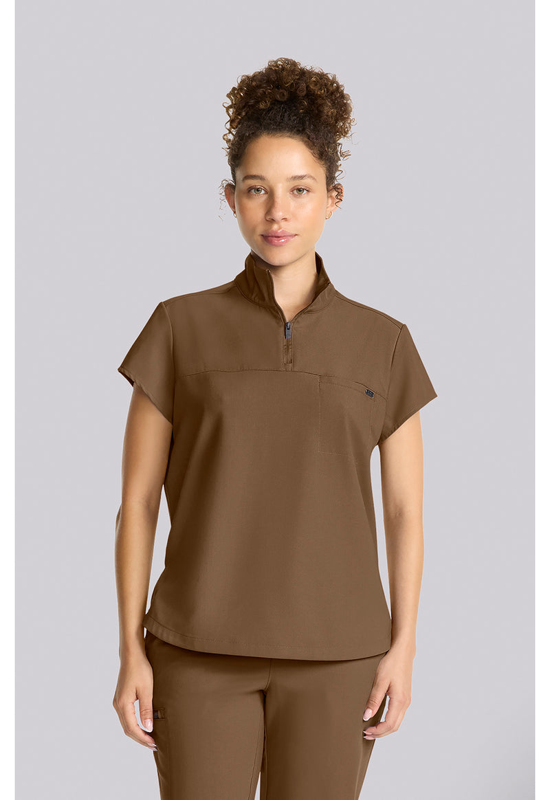 French Brown - Healing Hands Quest Women Scrub Top - Front View