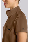 French Brown - Women's Partial Zip Stand Collar Scrub Top (View 4)