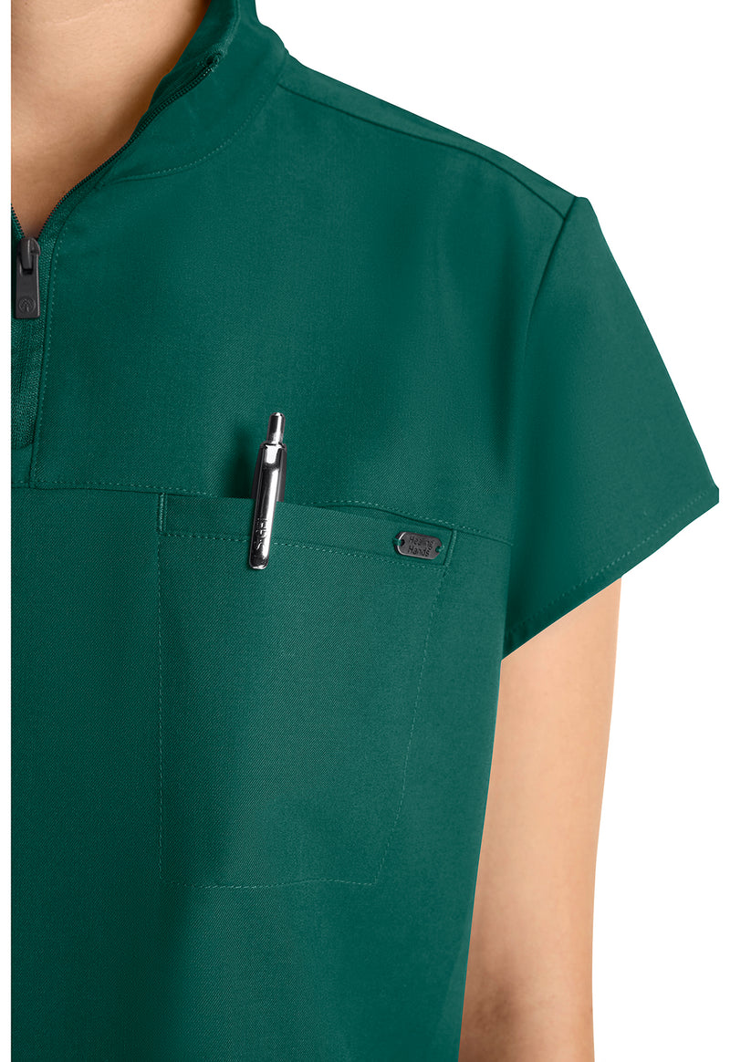 Hunter - Women's Partial Zip Stand Collar Scrub Top (View 2)