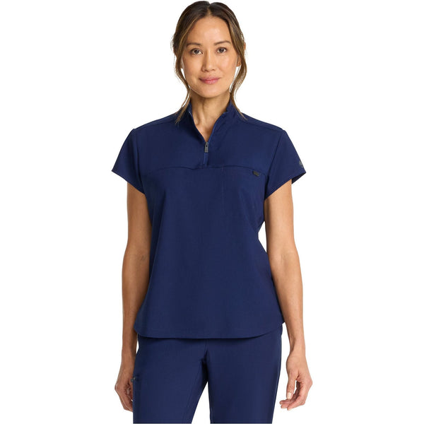 Women's Partial Zip Stand Collar Top