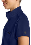 navy - Women's Partial Zip Stand Collar Top (View 4)