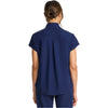 navy - Women's Partial Zip Stand Collar Top