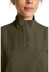 Olive - Women's Partial Zip Stand Collar Scrub Top (View 2)