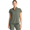 olive - Women's Partial Zip Stand Collar Top