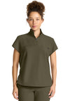 Olive - Healing Hands Quest Women Scrub Top - Front View