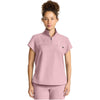 pink pearl - Women's Partial Zip Stand Collar Top