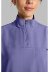 Persian Violet - Women's Partial Zip Stand Collar Scrub Top (View 2)