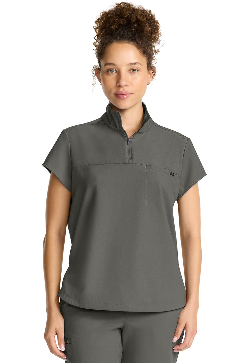 Pewter - Healing Hands Quest Women Scrub Top - Front View