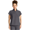 pewter - Women's Partial Zip Stand Collar Top