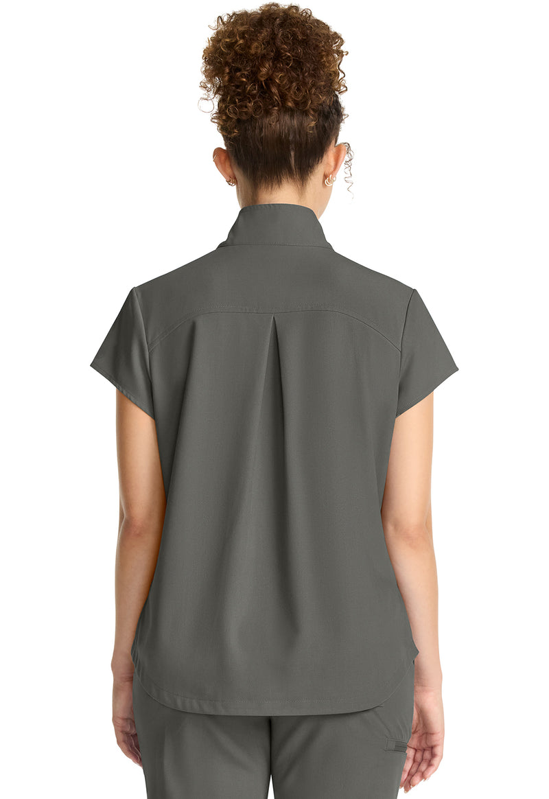 Pewter - Healing Hands Quest Women Scrub Top - Back View