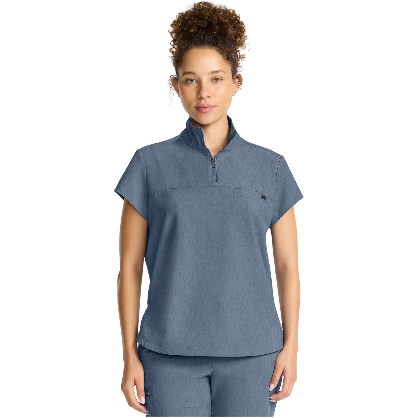Women's Partial Zip Stand Collar Top