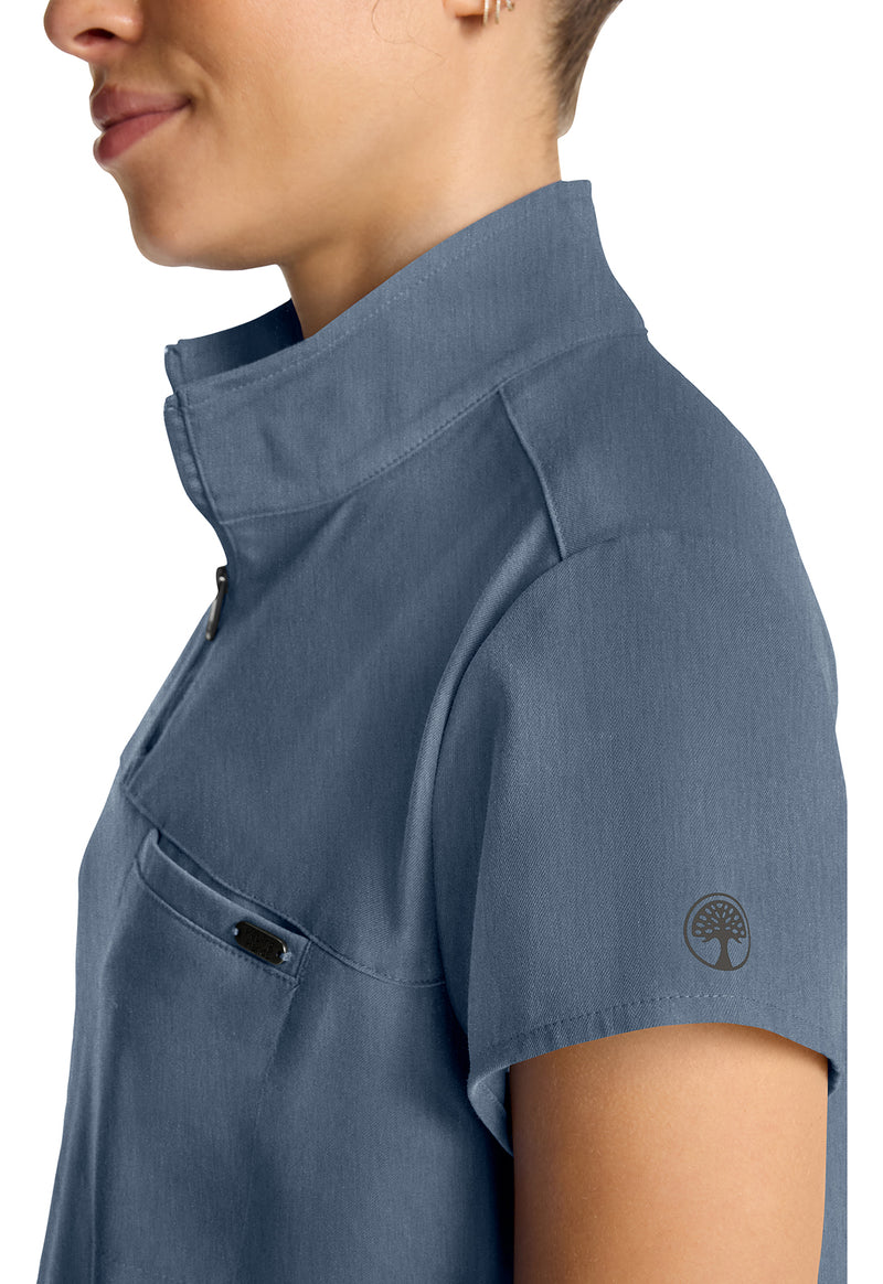 Twilight Blue - Women's Partial Zip Stand Collar Scrub Top (View 4)