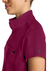 Wine - Women's Partial Zip Stand Collar Scrub Top (View 4)