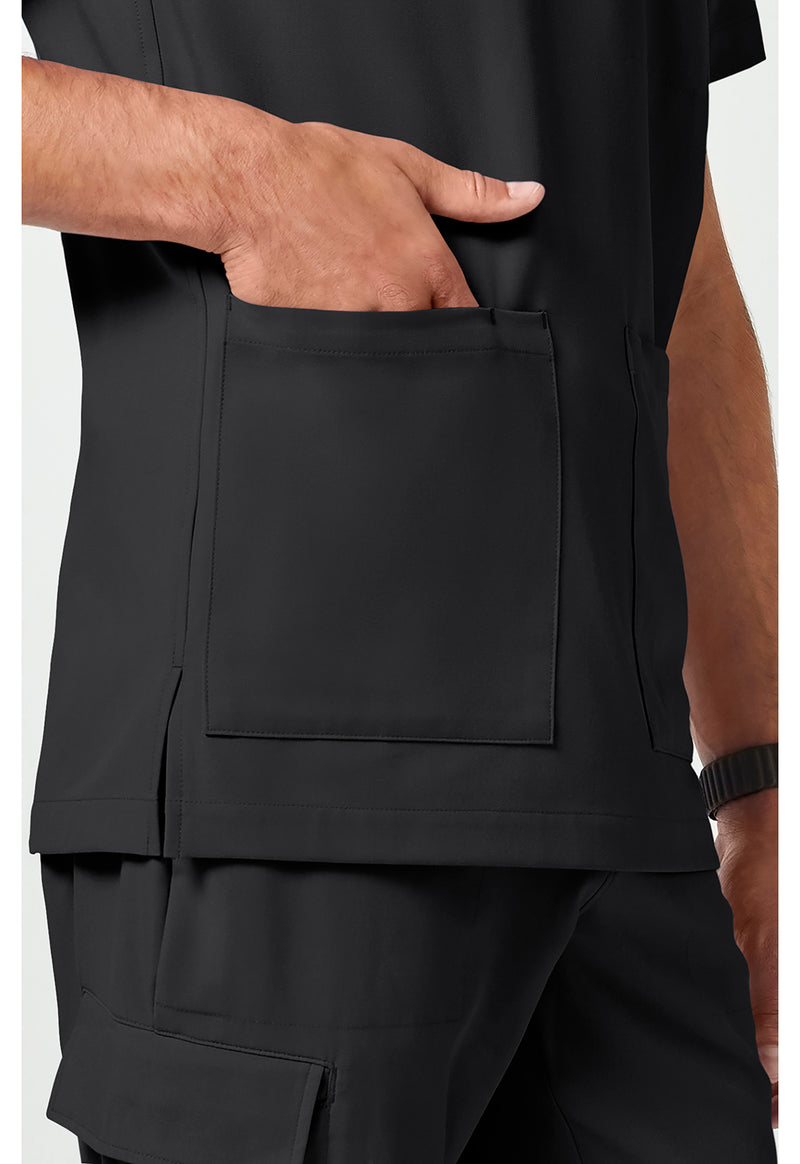Black - Men's V-Neck Scrub Top (View 4)