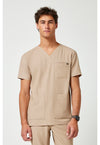 Desert Taupe - Healing Hands Quest Men Scrub Top - Front View