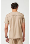 Desert Taupe - Healing Hands Quest Men Scrub Top - Back View