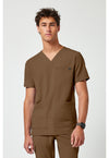 French Brown - Healing Hands Quest Men Scrub Top - Front View