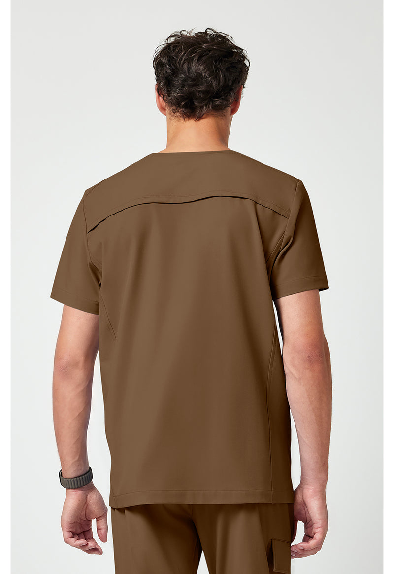 French Brown - Healing Hands Quest Men Scrub Top - Back View