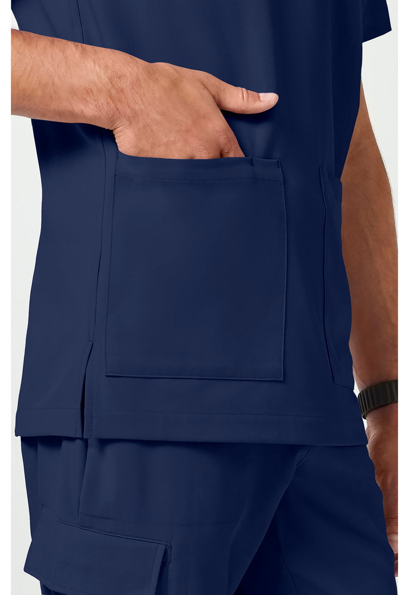 Navy - Men's V-Neck Scrub Top (View 4)