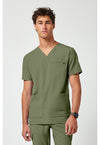 Olive - Healing Hands Quest Men Scrub Top - Front View