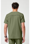 Olive - Healing Hands Quest Men Scrub Top - Back View