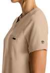 Desert Taupe - Women's Tuck-in V-Neck Scrub Top (View 2)