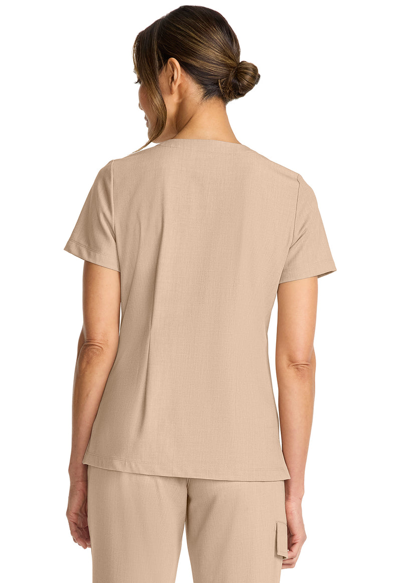 Desert Taupe - Healing Hands Quest Women Scrub Top - Back View
