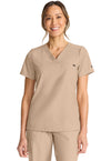 Desert Taupe - Healing Hands Quest Women Scrub Top - Front View