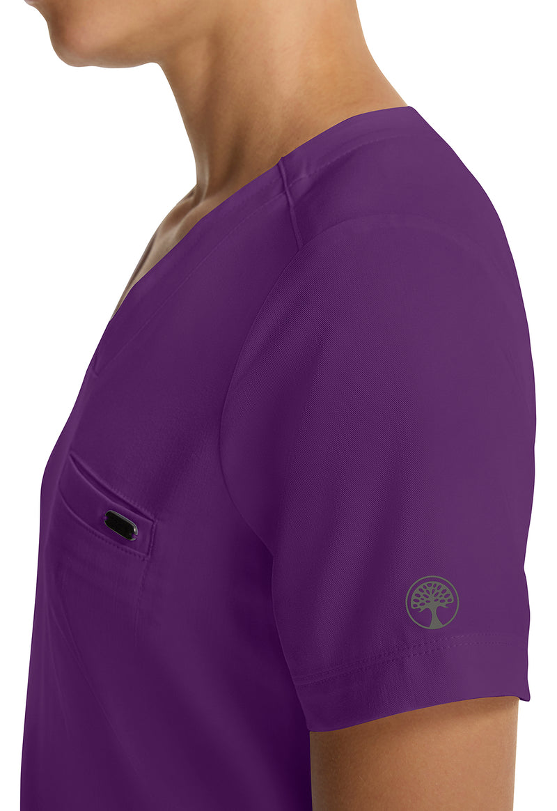 Eggplant - Women's Tuck-in V-Neck Scrub Top (View 2)