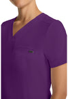 Eggplant - Women's Tuck-in V-Neck Scrub Top (View 3)