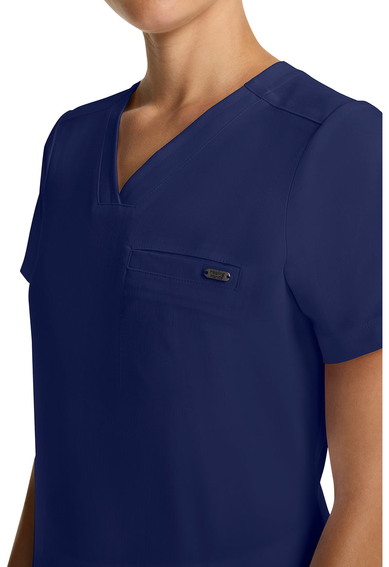Navy - Women's Tuck-in V-Neck Scrub Top (View 4)