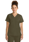 Olive - Healing Hands Quest Women Scrub Top - Front View