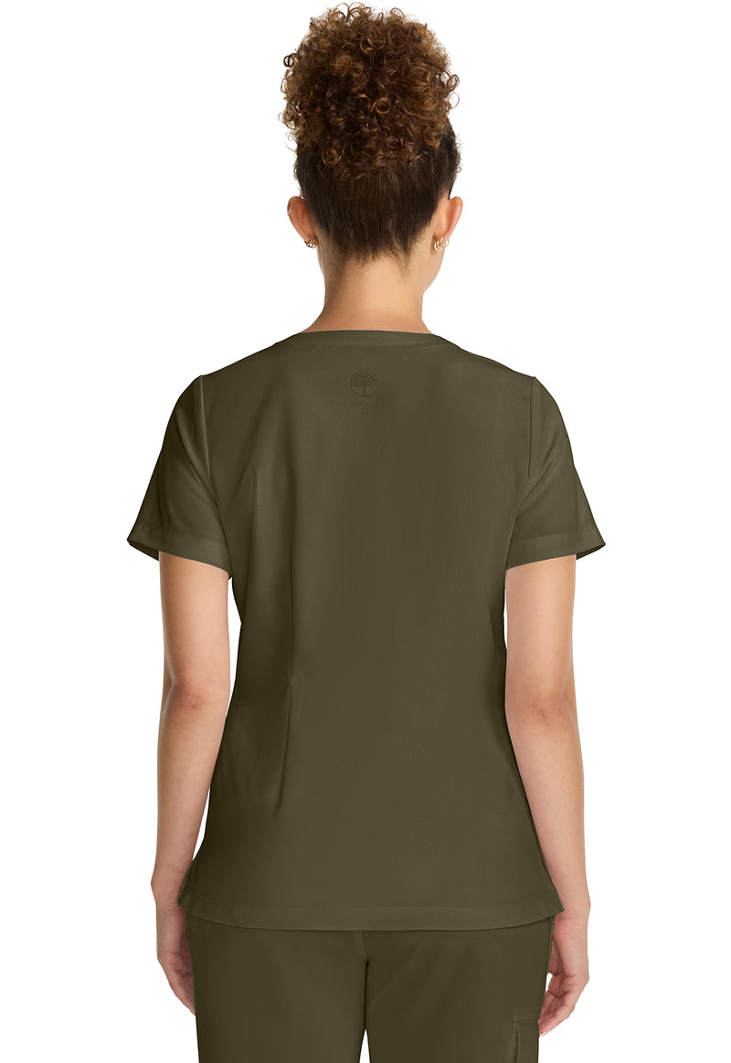 Olive - Healing Hands Quest Women Scrub Top - Back View