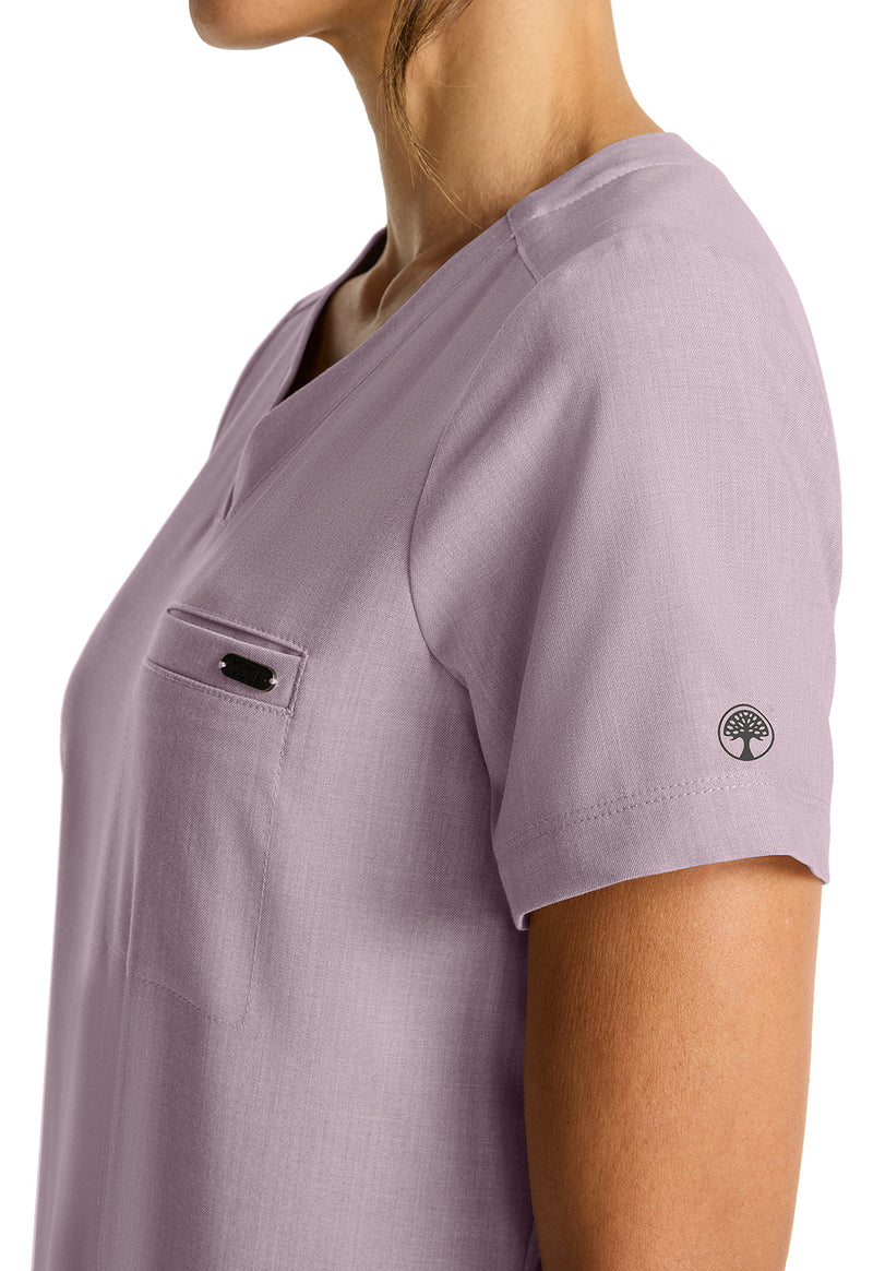 Pink Pearl - Women's Tuck-in V-Neck Scrub Top (View 2)