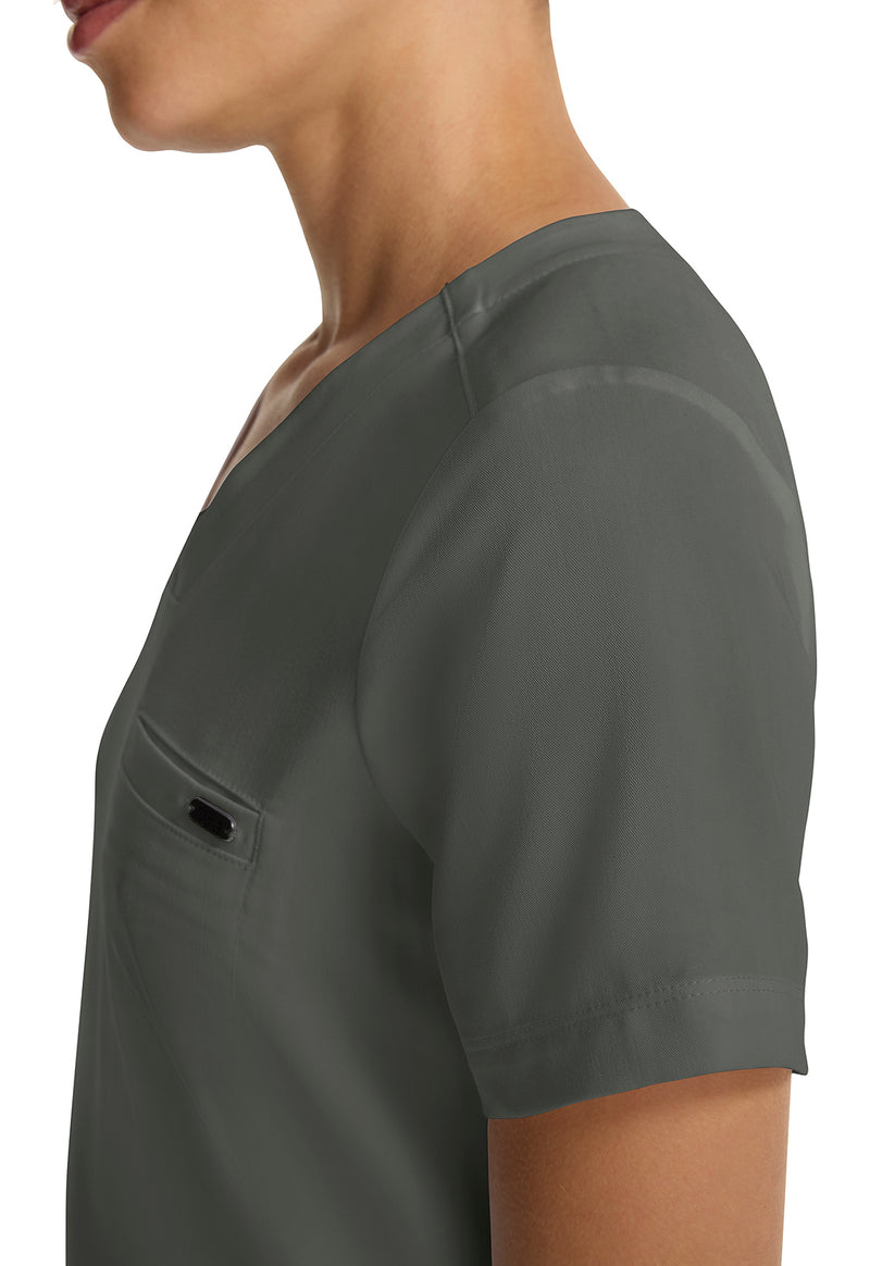 Pewter - Women's Tuck-in V-Neck Scrub Top (View 3)