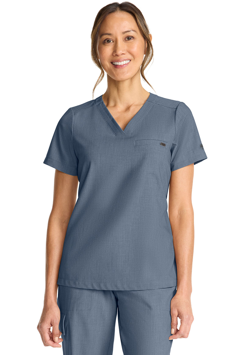 Twilight Blue - Healing Hands Quest Women Scrub Top - Front View