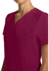 Wine - Women's Tuck-in V-Neck Scrub Top (View 4)