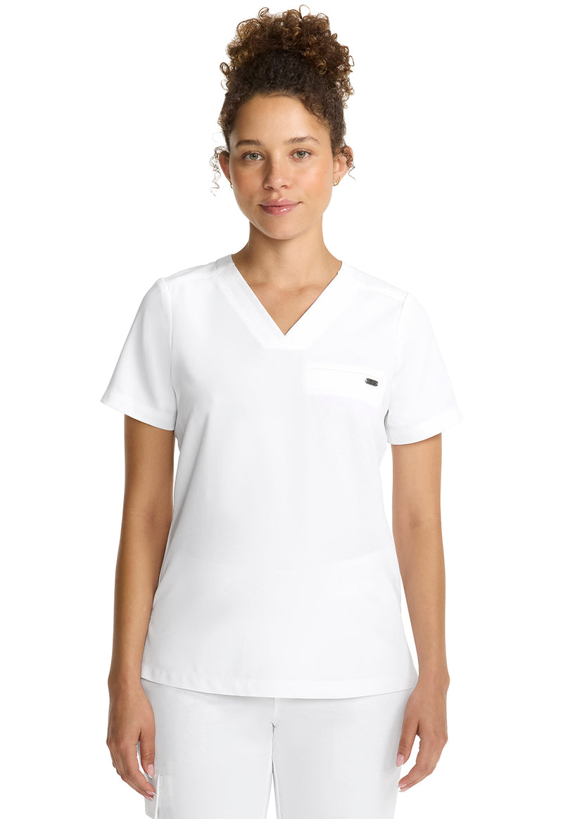 White Gardenia - Healing Hands Quest Women Scrub Top - Front View