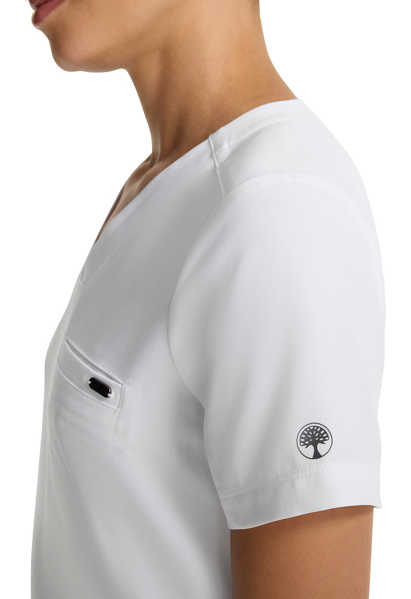 White Gardenia - Women's Tuck-in V-Neck Scrub Top (View 3)