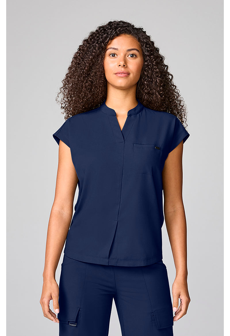 Navy - Mandarin Collar Top