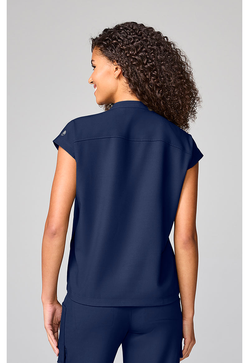 Navy - Mandarin Collar Top (Back)