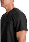 Black - Men's 1-Pocket V-Neck Scrub Top (View 2)