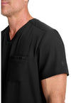 Black - Men's 1-Pocket V-Neck Scrub Top (View 4)