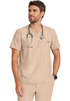 Desert Taupe - Men's 1-Pocket V-Neck Scrub Top (View 2)