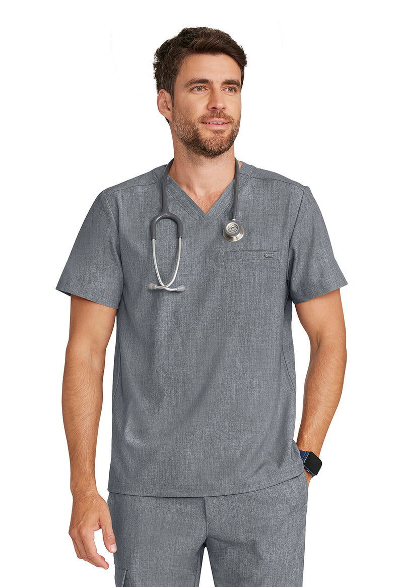 Heather Ash - Healing Hands Quest Men Scrub Top - Front View