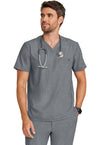 Heather Ash - Men's 1-Pocket V-Neck Scrub Top (View 2)