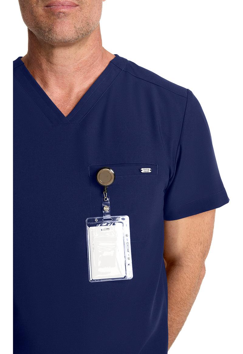 Navy - Men's 1-Pocket V-Neck Scrub Top (View 3)