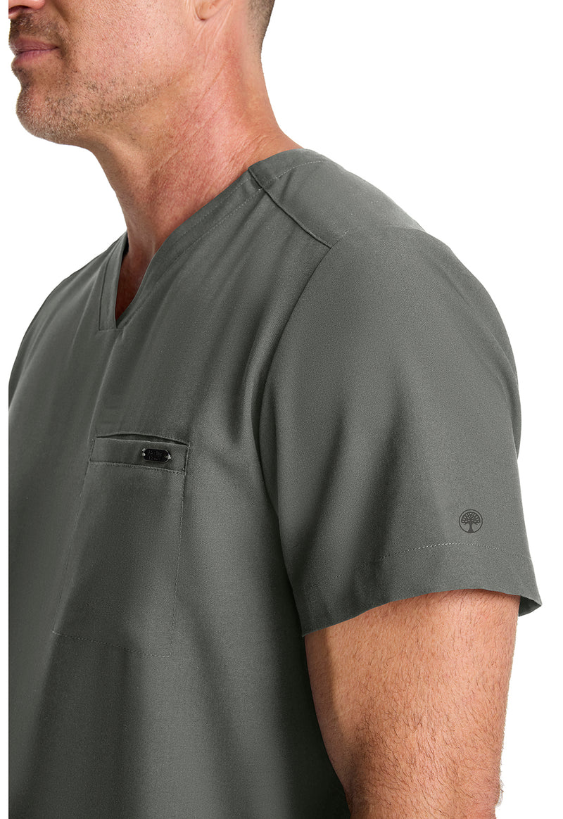Pewter - Men's 1-Pocket V-Neck Scrub Top (View 2)