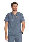 Twilight Blue - Healing Hands Quest Men Scrub Top - Front View